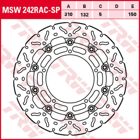 TRW ZF TARCZA HAMULCOWA PRZÓD YAMAHA YZF R6 '04-'16, FZ-8N/S FAZER '10-'16, YZF R1 '06-'11, XT 1200Z TENERE '10-, (310X132X5MM) WAVE