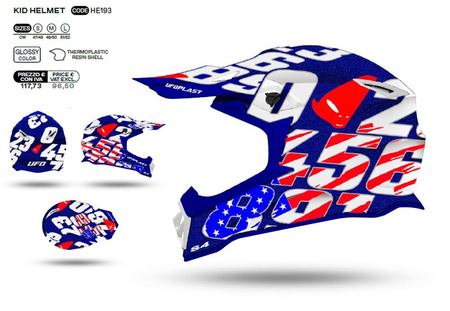 UFO KASK CROSS DZIECIĘCY / JUNIOR / KID KOLOR NIEBIESKI/POMARAŃCZOWY FLUO/BIAŁY ROZMIAR S ( ECE 22R06 ) - KOLEKCJA 2024