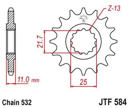 JT ZĘBATKA PRZEDNIA 442 15 YAMAHA R6 '99-'05, FZR 1000 (44215JT) (ŁAŃC. 532)