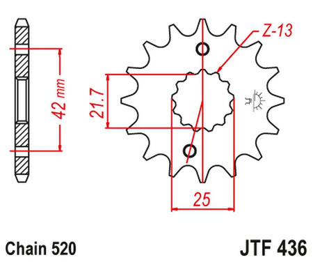 JT ZĘBATKA PRZEDNIA 438 14 SUZUKI GSX 400 F '81-'86, RG 250 GAMMA '83-'88 (43814JT) (ŁAŃC. 520) - MOŻE ZASTĄPIĆ JTF565.14