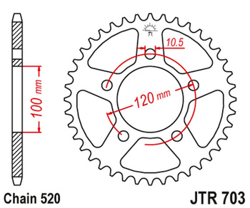 JT ZĘBATKA TYLNA 4396 42 APRILIA RSV 1000 MILE '98-'03 (KONWERSJA ŁAŃC. 520) TUAREG 660 '21-'24 (439642JT) (ŁAŃC. 520) (OEM: CM306203)