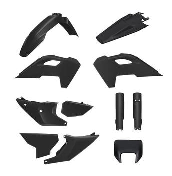 POLISPORT KOMPLET PLASTIKÓW (FULL KIT) HUSQVARNA TE/FE TPI '24-'25 W ZESTAWIE OSŁONA LAMPY PRZEDNIEJ I OSŁONY AMORTYZATORÓW KOLOR CZARNY