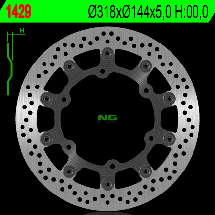 NG TARCZA HAMULCOWA PRZÓD HONDA VF 750C '94-'04, ST 1100 '91-'01, VT 1100C '92-'98, TRIUMPH 900 (PŁYWAJĄCA) (318X144X5) (6X10,5MM)