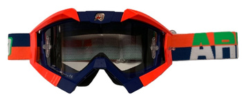 ARIETE GOGLE RIDING CROWS BASIC KOLOR GRANATOWY/POMARAŃCZOWY, SZYBKA ANTI FOG, ANTI SCRATCH, UV, ROLL-OFF READY, GĄBKA 2 WARSTWOWA