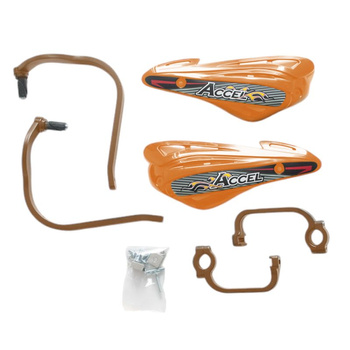 ACCEL OSŁONY RĄK (HANDBARY) Z MOCOWANIEM ALUMINIOWYM STRONG (22+28MM) MOCOWANIE 2 PUNKTOWE (ALU-POMARAŃCZOWY, PLASTIK-POMARAŃCZOWY)