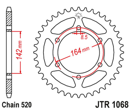JT ZĘBATKA TYLNA 4538 46 HYOSUNG GT 250 '04-15' (453846JT) (ŁAŃC. 520)