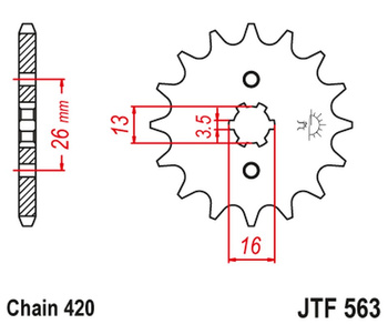 JT ZĘBATKA PRZEDNIA 415 13 SUZUKI TS 50, YAMAHA DT 50MX (41513JT) (ŁAŃC. 420)