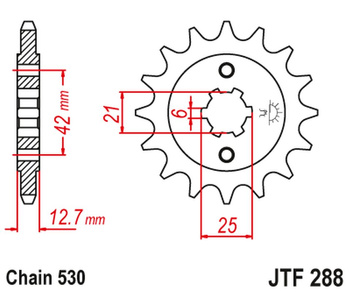 JT ZĘBATKA PRZEDNIA 288 16 HONDA CB 500 FOUR '72-'77, CB 550F/K '75-'80 (28816JT) (ŁAŃC. 530) (-1)