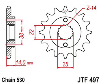 JT ZĘBATKA PRZEDNIA 497 15 DUCATI 750 F1 '87-88 (49715JT) (ŁAŃC. 530) NA ZAMÓWIENIE