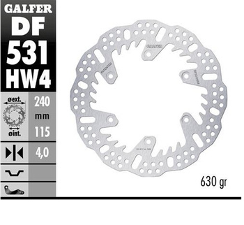 GALFER TARCZA HAMULCOWA TYŁ YAMAHA YZ 125 '22-'24; YZ 250 '22-'24; YZ 250F '21-'24; YZ 450F '20-'24; WR 250F '17-'24; WR 450F '20-'24 (240X115X4MM) SHARK ENDURO MX