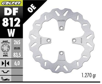 GALFER TARCZA HAMULCOWA TYŁ DUCATI DIAVEL 1200/1260 '11-; MULTISTRADA 1200/1260 '15-; X DIAVEL 1200/1260 '19 (WAVE DISC) (265X83,5X6MM)