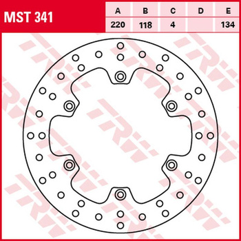TRW ZF TARCZA HAMULCOWA TYŁ KAWASAKI KLX 400R '03-'06, SUZUKI DR 125SM '08-'12, RM 125 '89-'98, RM 250 '89-'00, DR 250S '95-'00, DR-Z 250 '01-'07, RM-X 250 '89-'95, DR-Z 400/E/S '00-'05 (220X118X4MM)