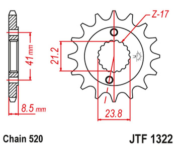 JT ZĘBATKA PRZEDNIA 2071 13 HONDA XR 400 '96-'05, TRX 400 (207113JT) (ŁAŃC. 520)