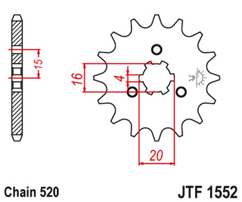 JT ZĘBATKA PRZEDNIA YAMAHA YTM 200 '83-85' ( (ŁAŃC. 520) NA ZAMÓWIENIE