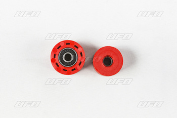 UFO ROLKA KOMPLET 2 SZT.GÓRA I DÓŁ ŁAŃCUCHA HONDA CRF 250R '12-18, CRF 450R/X '12-16 KOLOR CZERWONY (8X38X24MM) I (8X34X24MM) 79-5014, 79-5015