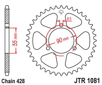 JT ZĘBATKA TYLNA 4612 46 RIEJU 125 RS2 NAKED/MATRIX/PRO '06-10'(461246JT) (ŁAŃC.428)