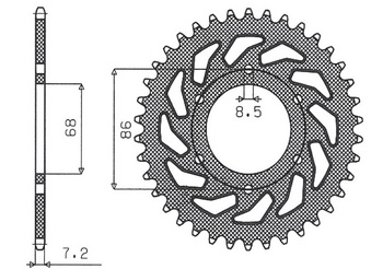SUNSTAR ZĘBATKA TYLNA 468 46 KAWASAKI BN 125 ELIMINATOR '98-'09 (JTR468.46) (ŁAŃC. 428) (46846JT)