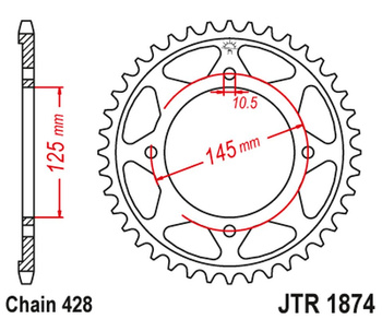 JT ZĘBATKA TYLNA 4482 56 YAMAHA XVS 125 DRAG STAR '00-04, XVS 250 DRAG STAR '01-04' (448256JT) (ŁAŃC. 428)