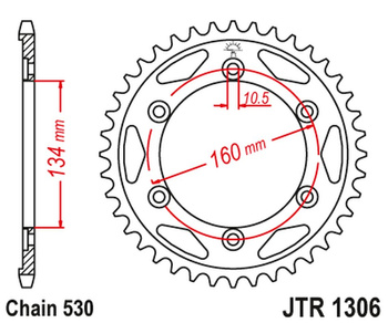 JT ZĘBATKA TYLNA 4399 43 HONDA CBR 900RR '00-'03 (CBR929,954) (439943JT) (ŁAŃC. 530)