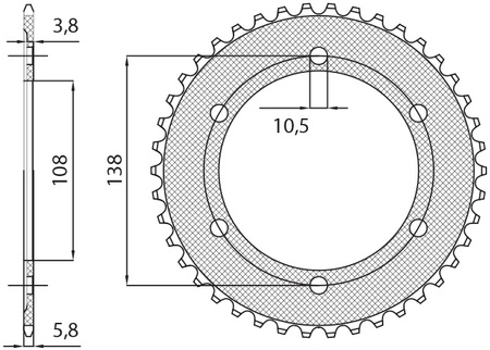 SUNSTAR ZĘBATKA TYLNA 4686 38 HONDA CBR 250R '11-'13, CBR 300R '14-'16 (JTR1220.38) (ŁAŃC. 520) (468638JT)