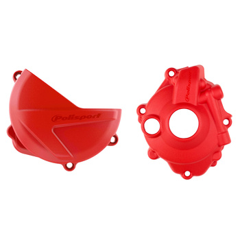 POLISPORT ZESTAW OSŁONA POKRYWY (DEKLA) ALTERNATORA ORAZ OSŁONA POKRYWY SPRZĘGŁA I OSLONY POMPY WODY HONDA CRF 250R '18-'23 KOLOR CZERWONY (8465900002+8465700002+8484400002)