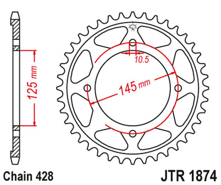 JT ZĘBATKA TYLNA 4482 56 YAMAHA XVS 125 DRAG STAR '00-04, XVS 250 DRAG STAR '01-04' (448256JT) (ŁAŃC. 428)