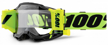 100 PROCENT GOGLE MODEL ACCURI 2 FORECAST ROLL-OFF KOLOR ŻÓŁTY NEON/CZARNY SZYBKA PRZEŹROCZYSTA