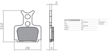 BRENTA BIKE KLOCKI HAMULCOWE ROWEROWE ORGANIC MTB / SZOSA PÓŁMETALICZNE PASUJE DO FORMULA CURA, RO RACING, T1 RACING, R1 RACING, R1, C1, CR3, T1, RO, MEGA, THE ONE, RX, RR1 BR119