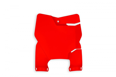 UFO TABLICA NA NUMER STARTOWY GAS GAS MC 65 '21 KOLOR CZERWONY (STADIUM Z OSŁONAMI AMORTYZATORÓW)