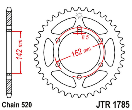 JT ZĘBATKA TYLNA SUZUKI PE 175 '80-84' (ŁAŃC.520)