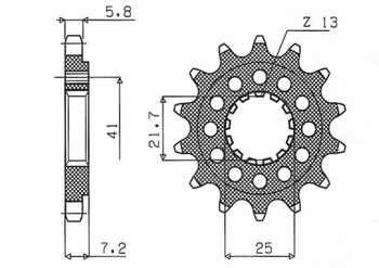 SUNSTAR ZĘBATKA PRZEDNIA KAWASAKI ZX-7R/RR '96-'03, ZX-10R '04-'15, SUZUKI GSXR 750 '00-'15, SV 1000S '03-'06 (KONWERSJA 520) (JTF1516.16) (ŁAŃC. 520)