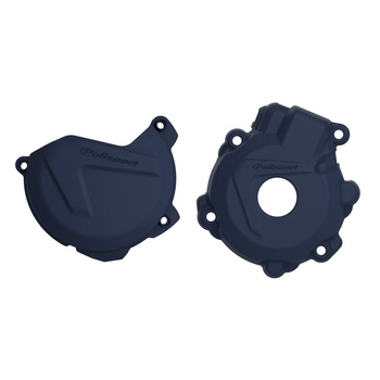 POLISPORT ZESTAW OSŁONA POKRYWY (DEKLA) ALTERNATORA ORAZ OSŁONA POKRYWY SPRZĘGŁA HUSQVARNA FE 250/300 '14-'16 KOLOR NIEBIESKI