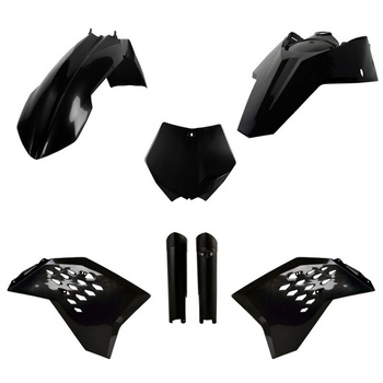 POLISPORT KOMPLET PLASTIKÓW (FULL KIT) KTM SX/SX-F/XC-F '08-'10 W ZESTAWIE TABLICA PRZEDNIA (8664400002) I OSŁONY AMORTYZATORÓW (8398500003) KOLOR CZARNY