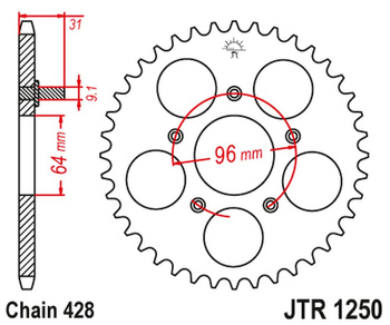 JT ZĘBATKA TYLNA JTR1250 56 HONDA NX 125 '89-90' (JTR1250.56)*(ŁANC428) NA ZAMÓWIENIE