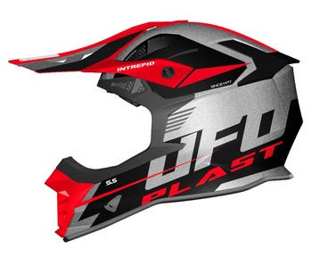 UFO KASK INTREPID CROSS KOLOR CZARNY/SREBRNY/CZERWONY FLUO ROZMIAR S ( ECE 22R06 ) - KOLEKCJA 2024