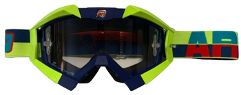 ARIETE GOGLE RIDING CROWS BASIC KOLOR GRANATOWY/ŻÓŁTY FLUO, SZYBKA ANTI FOG, ANTI SCRATCH, UV, ROLL-OFF READY, GĄBKA 2 WARSTWOWA