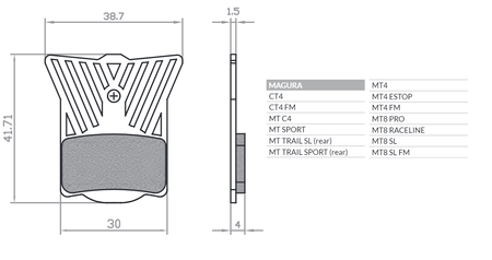 PROMOCJA BRENTA BIKE KLOCKI HAMULCOWE ROWEROWE ORGANIC SPORT Z RADIATOREM MTB / SZOSA / ELEKTRYK PASUJE DO MAGURA MT 2, MT 4, MT 6, MT 8, CAMPAGNOLO ROAD DISC