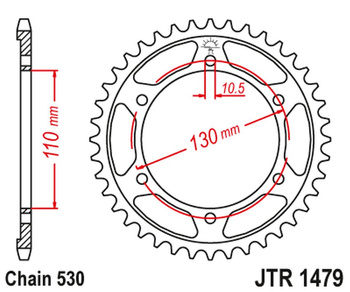 JT ZĘBATKA TYLNA 241 45 YAMAHA YZF-R1 1000 '09-14' (24145JT) (ŁAŃC.530) (CZARNA)