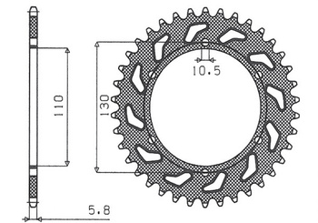 SUNSTAR ZĘBATKA TYLNA 504 42 KAWASAKI ER5 (97-06) (JTR486.42) (ŁAŃC. 520) (50442JT)