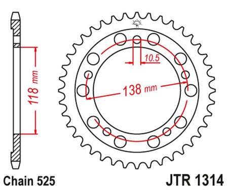 JT ZĘBATKA TYLNA 4343 39 HONDA CBR 400 (NC29) (434339JT) (ŁAŃC.525)NA ZAMÓWIENIE