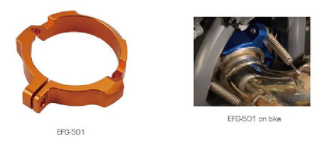 ACCEL WZMOCNIENIE (FLANSZA) WYLOTU WYDECHOWEGO KTM SX/XC/XC-W 250/300 '17-'23, HUSQVARNA TC/TE/TX 250/300 '17-'23, GAS GAS EC 250/300 '21-'23 KOLOR NIEBIESKI