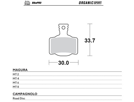 MOTO-MASTER WYPRZEDAŻ BIKE PRO KLOCKI HAMULCOWE ROWEROWE ORGANICZNE SPORT PASUJE DO MAGURA MT 2, MT 4, MT 6, MT 8, CAMPAGNOLO ROAD DISC