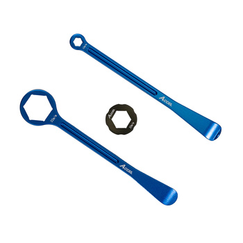 ACCEL KOMPLET ŁYŻEK DO OPON ALU KUTE Z KLUCZAMI OCZKOWYMI 32, 22, 12, 10 MM KOLOR NIEBIESKI