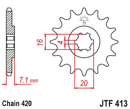 JT ZĘBATKA PRZEDNIA 413 15 SUZUKI RMX 50, TS 50 (41315JT) (ŁAŃC. 420)