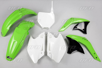 UFO KOMPLET PLASTIKÓW KAWASAKI KXF 250 '07 KOLOR OEM (ZIELONY/BIAŁY) (KA208E999)