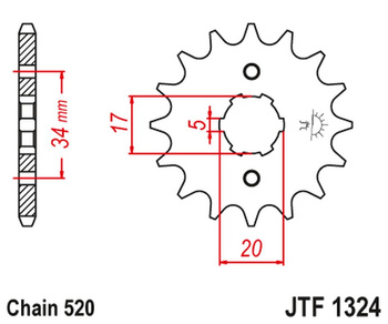 JT ZĘBATKA PRZEDNIA 2060 13 HONDA CRF 230 '03-15' TRX 200 SX FOUTRAX '86-88' '90-97' (206013JT) (ŁAŃC. 520)