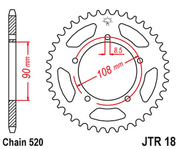 JT ZĘBATKA TYLNA 1515 39 MUZ 660 SCORPION '95-02', APRILIA 125 TUAREG '87' (151539JT) (ŁAŃC.520)