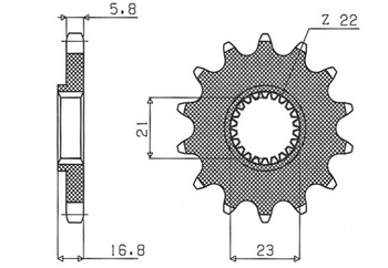 SUNSTAR ZĘBATKA PRZEDNIA 443 16 YAMAHA XJ 600 DIVERSION '92-'03 (JTF582.16) (ŁAŃC. 520) (44316JT)