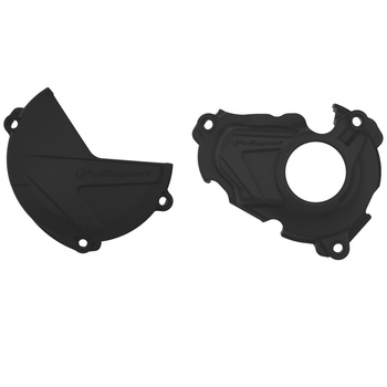 POLISPORT ZESTAW OSŁONA POKRYWY (DEKLA) ALTERNATORA ORAZ OSŁONA POKRYWY SPRZĘGŁA I OSŁONY POMPY WODY YAMAHA YZ 250F '19-'23 (8471000001+8471200001+8484500001) KOLOR CZARNY