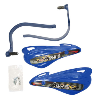 ACCEL OSŁONY RĄK (HANDBARY) Z MOCOWANIEM ALUMINIOWYM ATV (22+28MM) (ALU-NIEBIESKI, PLASTIK-NIEBIESKI)
